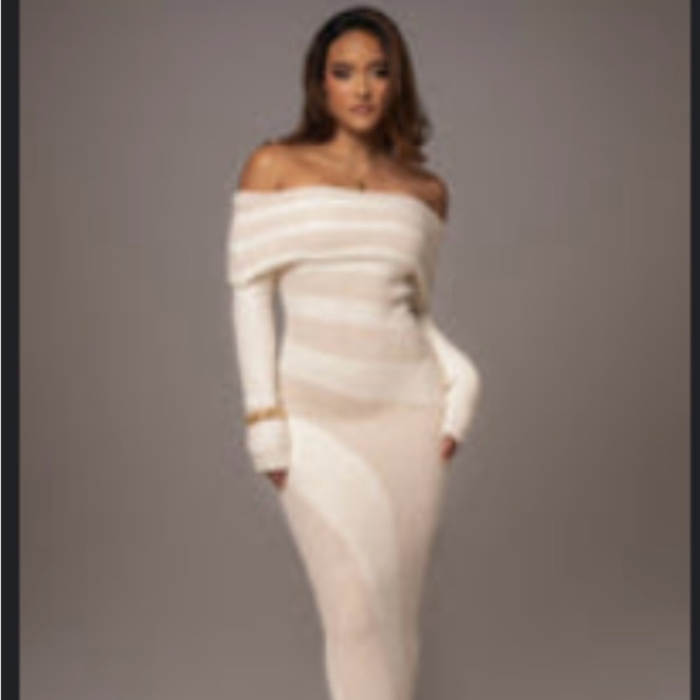 Jluxlabel S - Off-Shoulder Cream Knit Dress